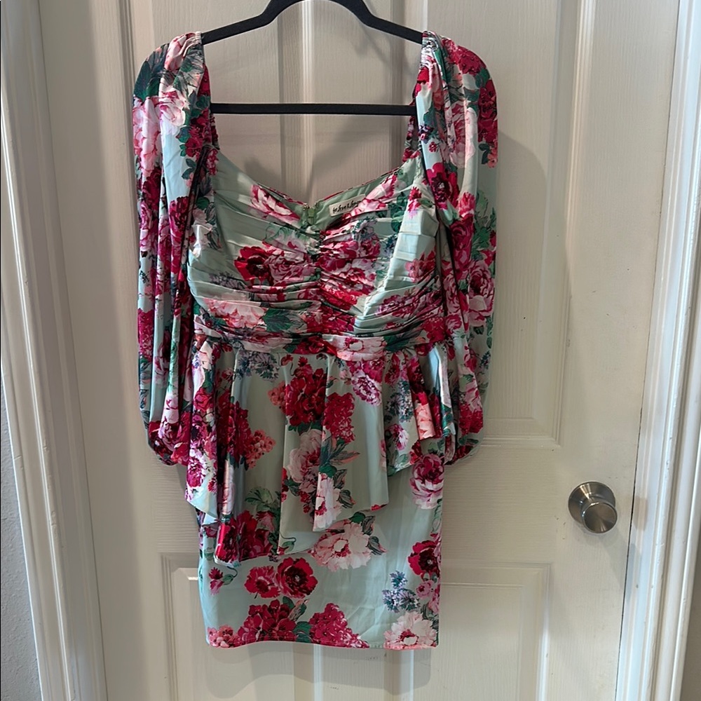 Floral Ruched Dress with Puff Sleeves